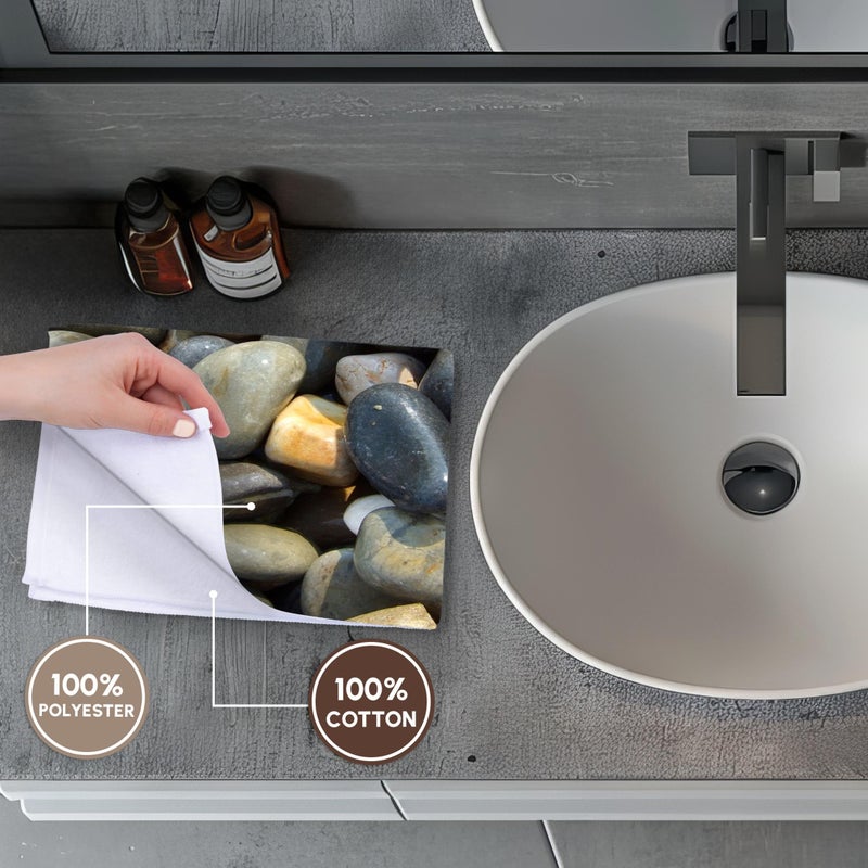 3DROSE 3D Rose Shiny Wet Beach Pebbles Texture Photo-Little Stones Rocks Nautical Grey Gray Brown Nature Towel, 15" x 22", Multicolor - Image 4