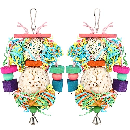BBjinronjy Bird Toys2PCS Hanging Natural Soft Sola Ball Beak Chew Shred Forage Toys for ParrotsCockatielConureLove BirdsParakeetsBudgie and Other Small Birds - Image 1