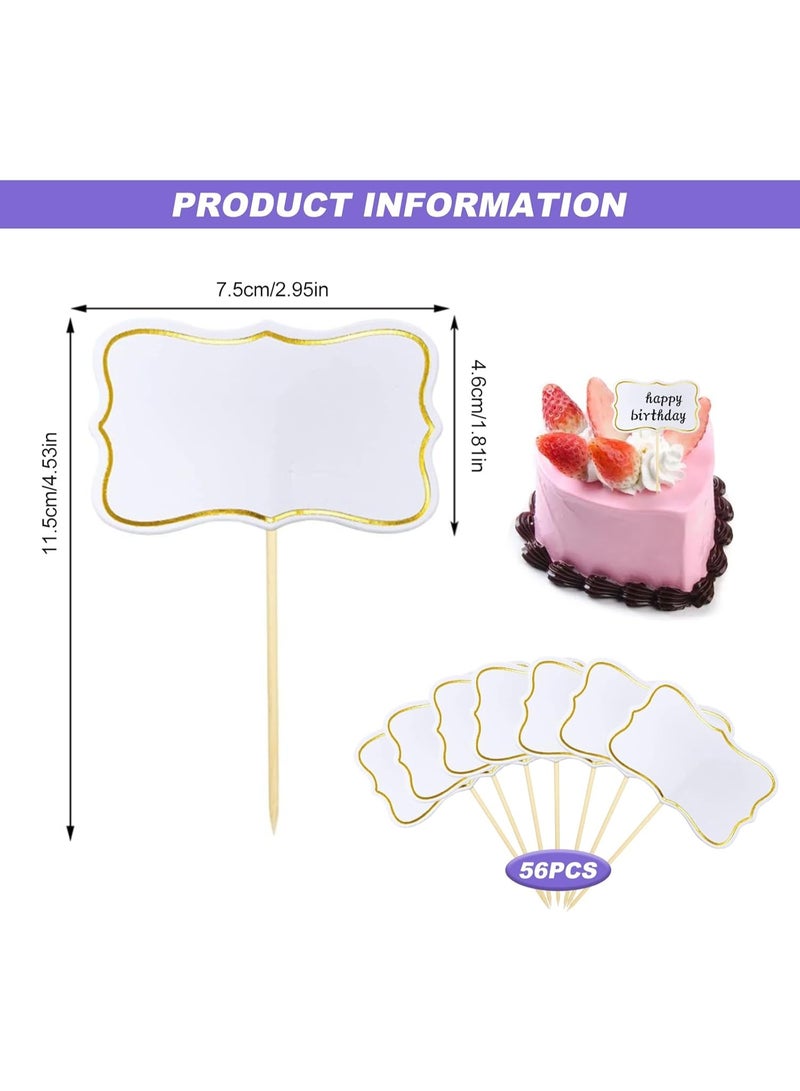 SUNSAR 56Pcs Food Labels for Buffet, Party Food Flags for Buffets to Write on Blank Buffet Labels for Cupcake Toppers Party Decorations - Image 2