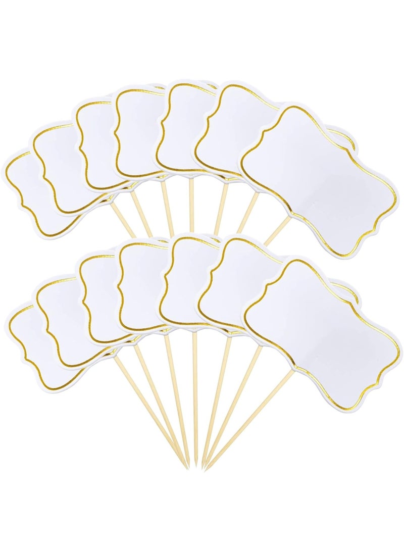 SUNSAR 56Pcs Food Labels for Buffet, Party Food Flags for Buffets to Write on Blank Buffet Labels for Cupcake Toppers Party Decorations - Image 1