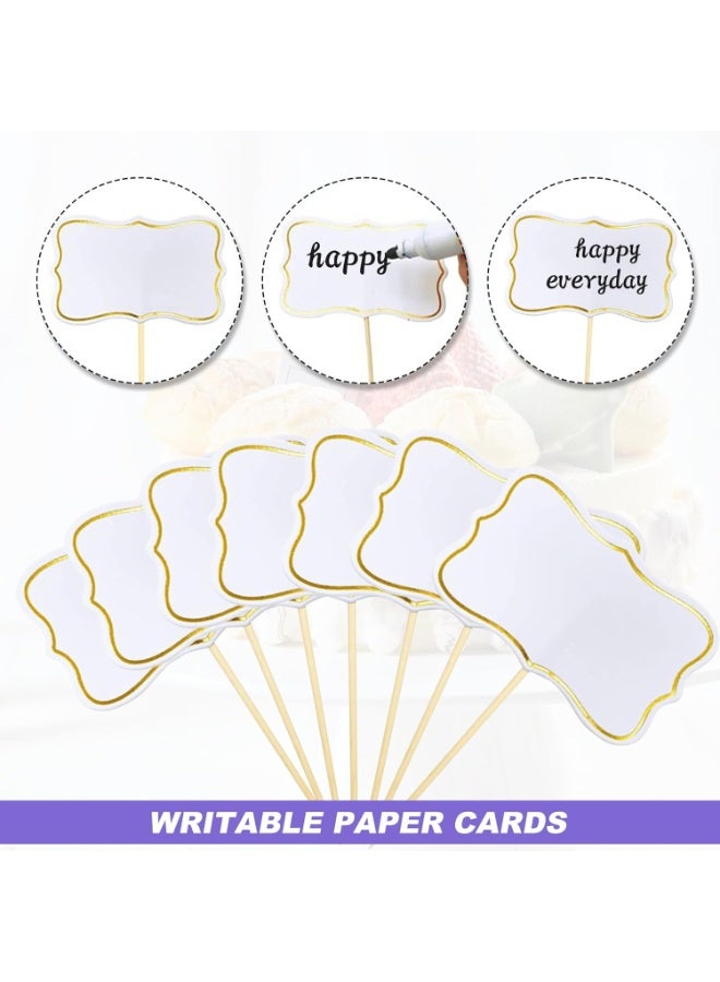 SUNSAR 56Pcs Food Labels for Buffet, Party Food Flags for Buffets to Write on Blank Buffet Labels for Cupcake Toppers Party Decorations - Image 3