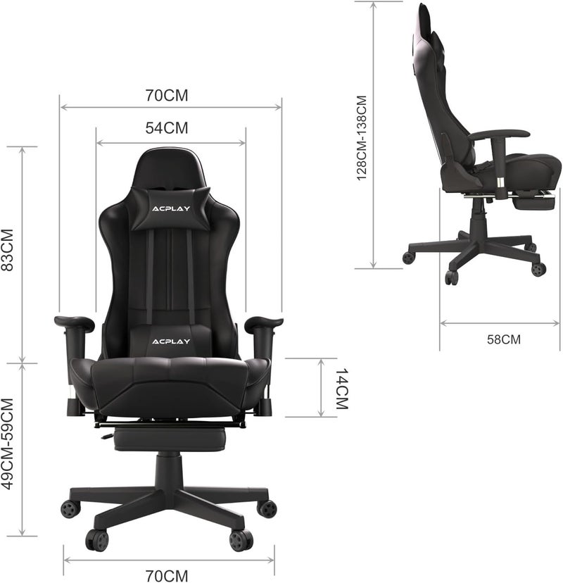 Video Gaming Chair, High Back Racing Computer Chair with Lumbar Support and Headrest, Ultra-Thick Breathable Seat Cushion, Ergonomic Swivel Desk Chairs for Gamers(Black) - Image 3