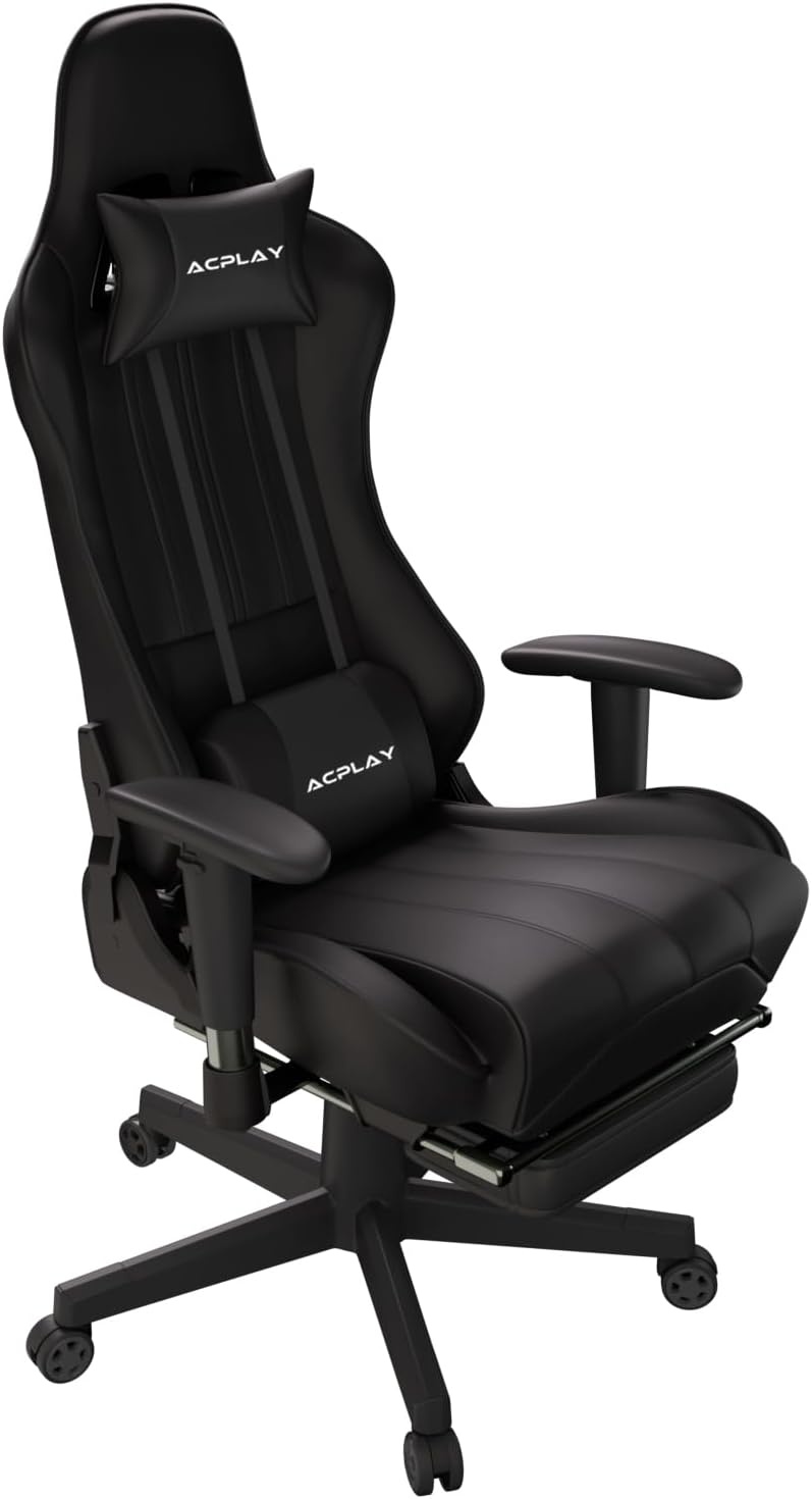 Video Gaming Chair, High Back Racing Computer Chair with Lumbar Support and Headrest, Ultra-Thick Breathable Seat Cushion, Ergonomic Swivel Desk Chairs for Gamers(Black) - Image 1