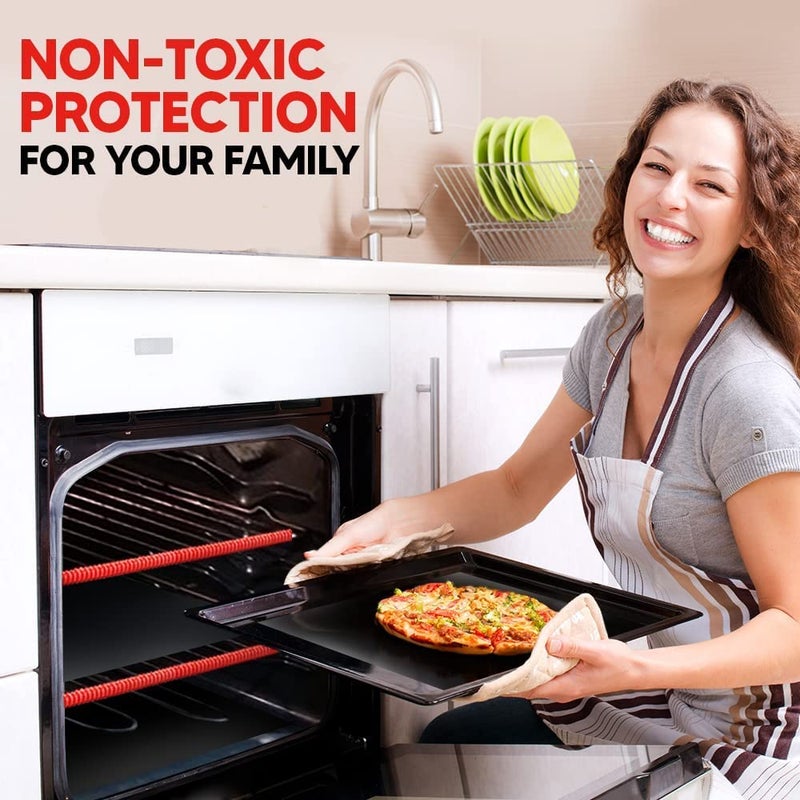 ThreadNanny Oven Liners for Bottom of Oven Silver (2-pack) Bundled with Rack Shields (2-pack) - Large Mat for Bottom of Stove (17"x 25") and 14" Silicone Rack Protectors - Reusable & Heat Resistant - Image 5