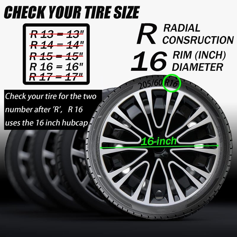 Aiqiying Hubcap Wheel Cover Replacement R16 Hub Caps Universal-Fit Steel Wheel Rim Cover ABS Material Exterior Accessories for Car Truck SUV -Set of 4ï¼ˆ16-inchï¼ŒSilver-Blackï¼‰ - Image 2