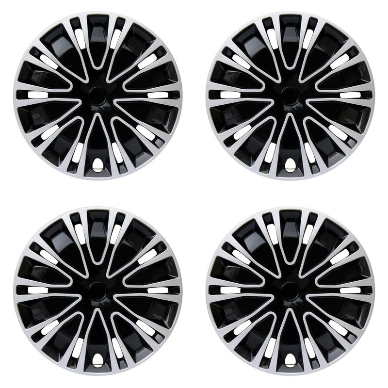 Aiqiying Hubcap Wheel Cover Replacement R16 Hub Caps Universal-Fit Steel Wheel Rim Cover ABS Material Exterior Accessories for Car Truck SUV -Set of 4ï¼ˆ16-inchï¼ŒSilver-Blackï¼‰ - Image 1