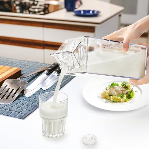 Bekith 2 Pack 64 Oz Large Milk Carton Water Bottle, Clear Plastic Milk Bottle with Cleaning Brush, Portable Leakproof Square Juice Bottle Reusable Milk Container for Outdoor Sports Travel Camping - Image 5