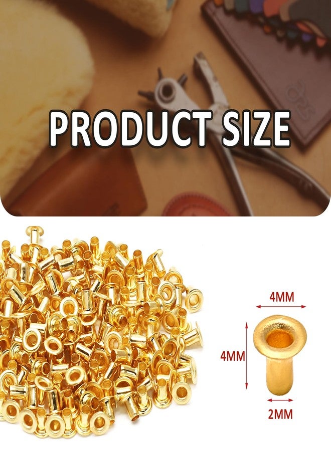 Litoexpe 2MM Tiny Grommets Eyelets 200 Pcs, Self Backing Eyelets for Bead Cores, Clothes, Leather, Canvas (Gold) - Image 2