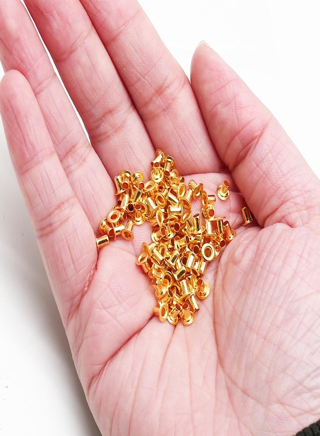 Litoexpe 2MM Tiny Grommets Eyelets 200 Pcs, Self Backing Eyelets for Bead Cores, Clothes, Leather, Canvas (Gold) - Image 5