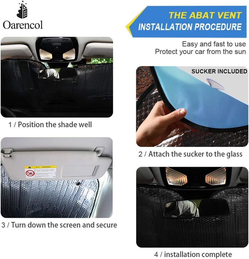 Oarencol Butterfly Flowers Car Windshield Sun Shade Yellow Pink Floral Blue Foldable UV Ray Sun Visor Protector Sunshade to Keep Your Vehicle Cool (55" x 27.6") - Image 4