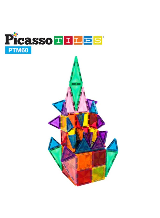 PicassoTiles 60 Pieces Magnetic Building Block Mini Diamond Series Travel Size On-the-Go Magnetic Construction Toy Set, Educational Toy Children's Brain Development Stacking Blocks PTM60 for Boys & Girls Age 3+ - Image 4