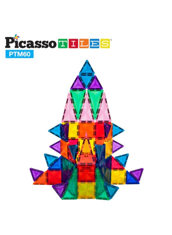 PicassoTiles 60 Pieces Magnetic Building Block Mini Diamond Series Travel Size On-the-Go Magnetic Construction Toy Set, Educational Toy Children's Brain Development Stacking Blocks PTM60 for Boys & Girls Age 3+ - Image 5