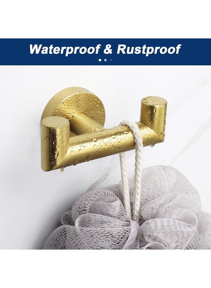 SYOSI Double Door Hooks, Bathroom Towel Hooks, Heavy Duty Coat Wall Mounted Hook for Towels, Robes & Coats, Rustproof Bathroom, SUS 304 Stainless Steel, Screw-In Installation (2-Pack, Gold) - Image 4