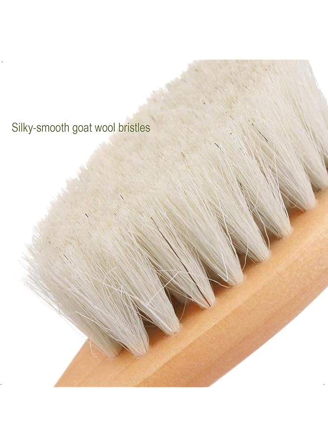 erorex Baby Hair Brush 2 Pcs Baby Brush And Comb Set Nature Lotus Wood With Soft Goat Bristle And Pear - Image 5
