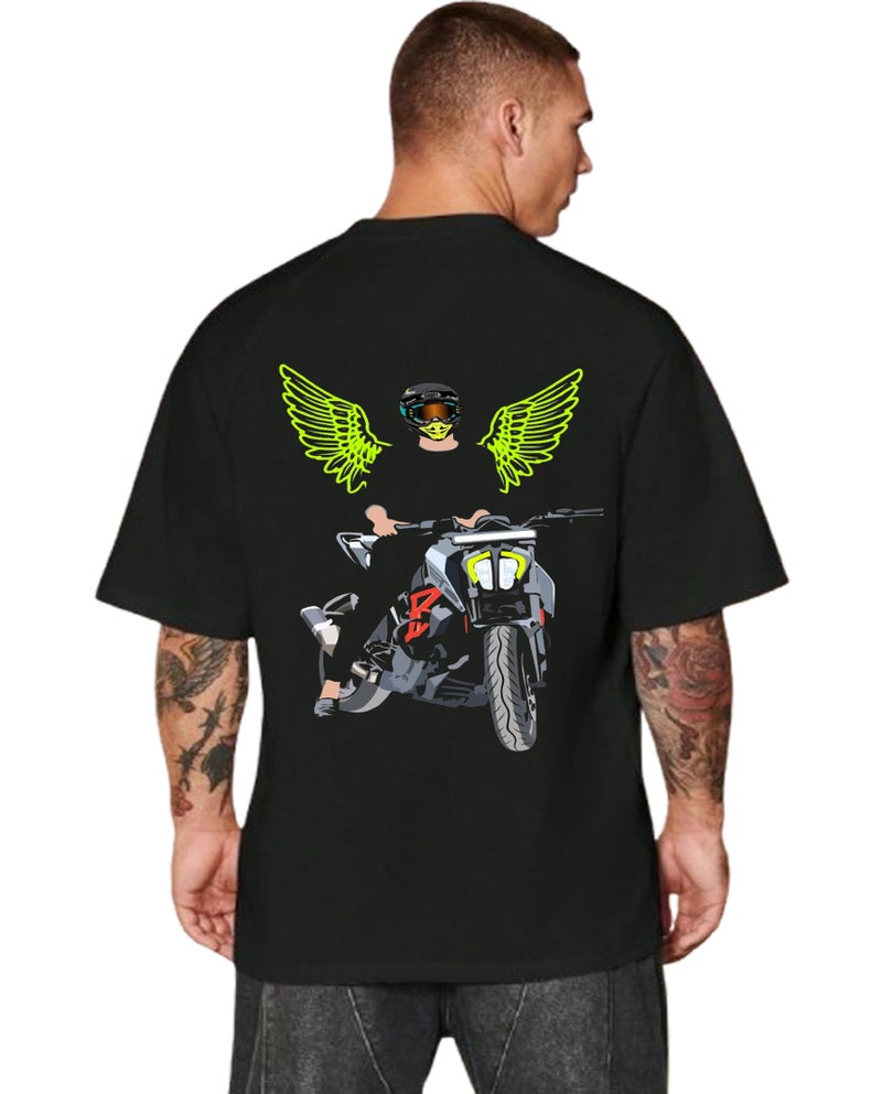 DIVIS Men's Black Graphic T-Shirt for Riders - Image 1