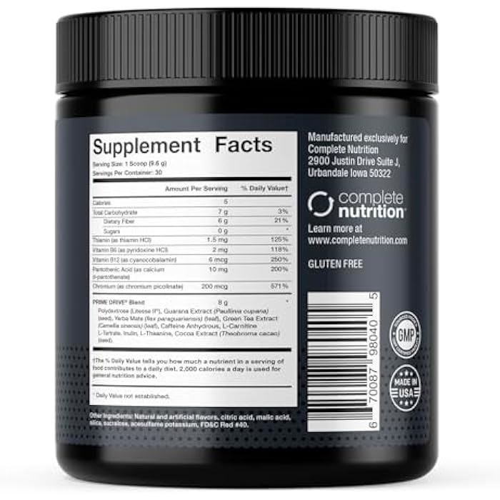 Complete Nutrition Prime Drive Energy Strawberry Melon Pre Workout Energy Drink Powder, Provides Extreme Energy, Focus and Intensity, Boosts Metabolism 10.2oz (30 Servings) - Image 4