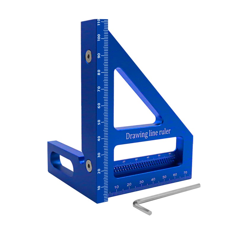 Woodworking Measuring Ruler 45/90 Degree Triangle Scriber Square Protractor Aluminum Alloy Measuring Tool for Engineer Carpenter - Image 1