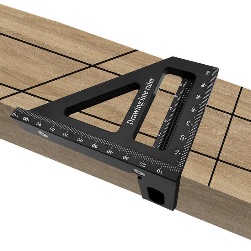 Woodworking Measuring Ruler 45/90 Degree Triangle Scriber Square Protractor Aluminum Alloy Measuring Tool for Engineer Carpenter - Image 4