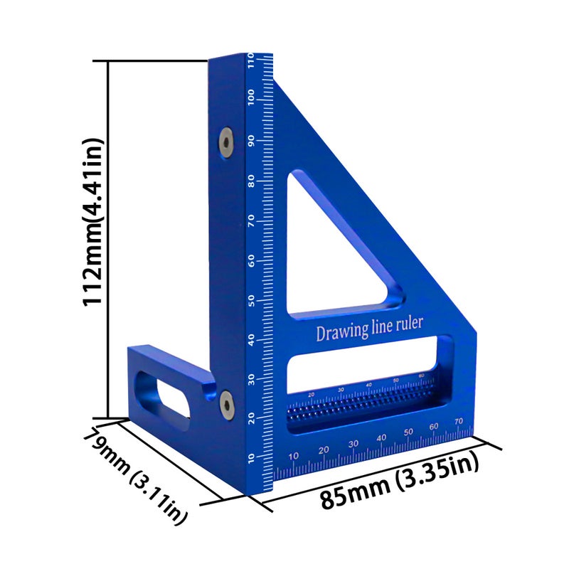 Woodworking Measuring Ruler 45/90 Degree Triangle Scriber Square Protractor Aluminum Alloy Measuring Tool for Engineer Carpenter - Image 5