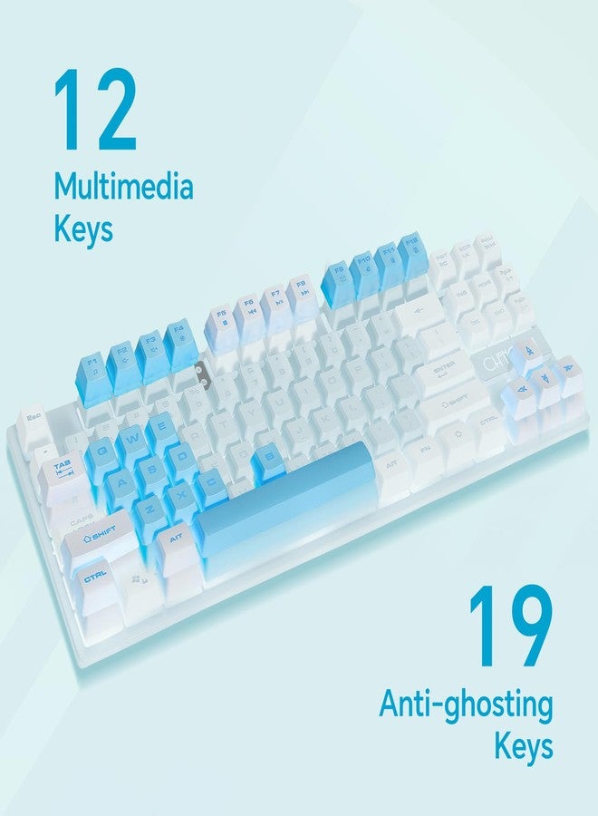 CHONCHOW Blue Keyboard and Mouse Combo, 87 Keys TKL Wired LED Light Up Backlit Keyboard, 800-3200 DPI RGB Mouse, Blue Mouse and Keyboard for PS4 PS5 PC Laptop Mac - Image 3