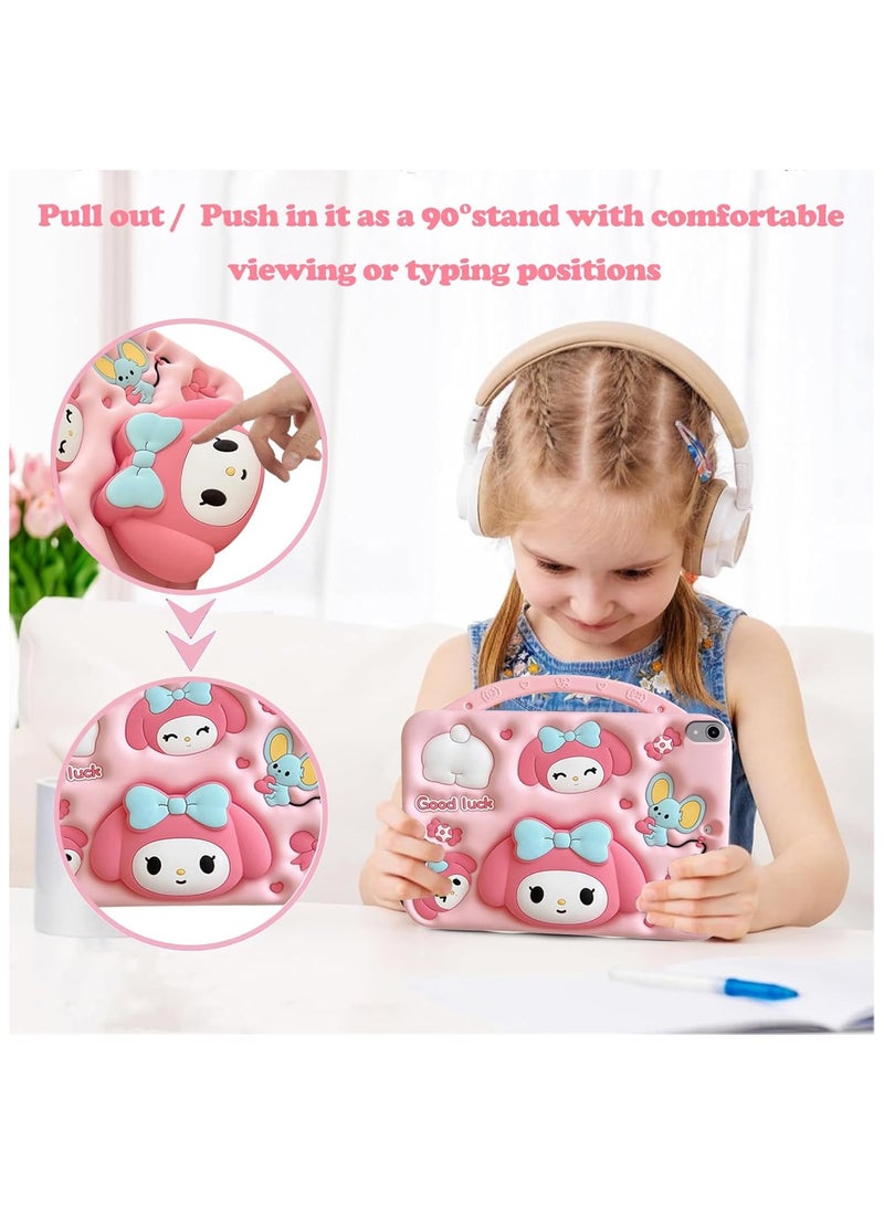 Fankalo Kids Case Compatible with iPad Mini 7 A17 Pro 8.3-inch 2024/ iPad Mini 6th 2021 Generation Shockproof Silicone Cartoon Melody Cover with Handle Stand and Shoulder Strap - Image 2