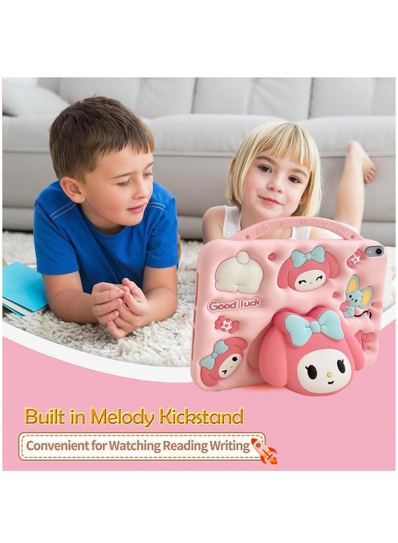 Fankalo Kids Case Compatible with iPad Mini 7 A17 Pro 8.3-inch 2024/ iPad Mini 6th 2021 Generation Shockproof Silicone Cartoon Melody Cover with Handle Stand and Shoulder Strap - Image 4