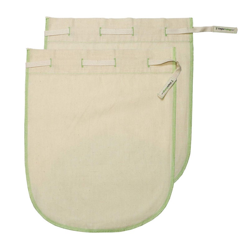 Simple Ecology Worlds Best Reusable Organic Cotton Muslin Fine Mesh Straining Bags Nutmilk Set Large 2 Pack cold brew coffee filter loose leaf tea infuser food yogurt juice pulp strainer