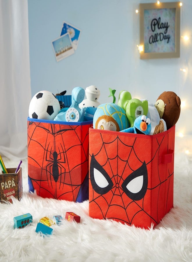 Idea Nuova Marvel Spiderman Collapsible Storage Cubes, Set of 2, 10"x10",Spiderman/Red - Image 1