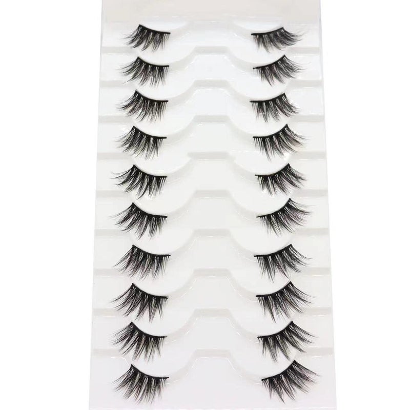 DAODER False Eyelashes Half Lashes Natural Look Wispy Cat Eye Lashes 3D Mink Lashes 815mm Volume Eyelash Soft Handmade Fake Lashes 10 Pairs MultipackHalf Lashes Wispy