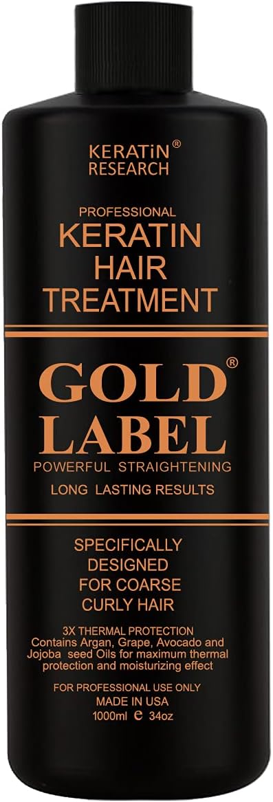 Gold Label Professional Brazilian Keratin Blowout Hair Treatment Designed for Coarse Curly Black African Dominican and Brazilian Hair Types 1000ml Queratina Keratina Brasilera Chocolate