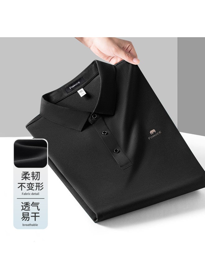 Fomoce Summer Thin Fashion Casual Men's Turn-down Collar Business Short Sleeve Polo Shirt - Image 2