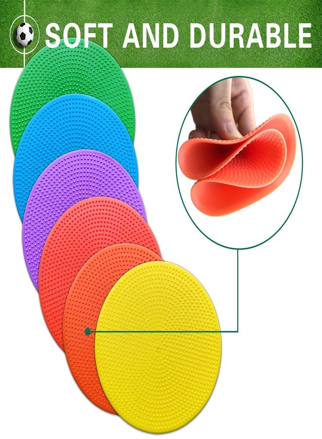 PIKZH Poly Spot Markers 4 inch 24 Pcs Non-Slip Rubber Agility Training Markers Floor Dots Flat Field Cones for Football, Soccer, Basketball, School Exercise Drills, Gym Dance Practice TPE - Image 4