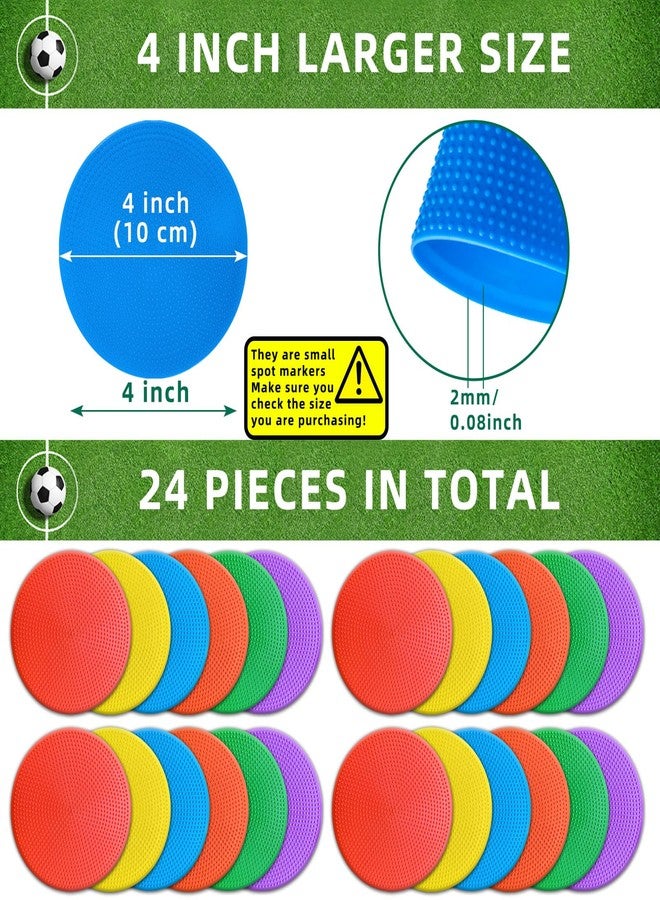 PIKZH Poly Spot Markers 4 inch 24 Pcs Non-Slip Rubber Agility Training Markers Floor Dots Flat Field Cones for Football, Soccer, Basketball, School Exercise Drills, Gym Dance Practice TPE - Image 2