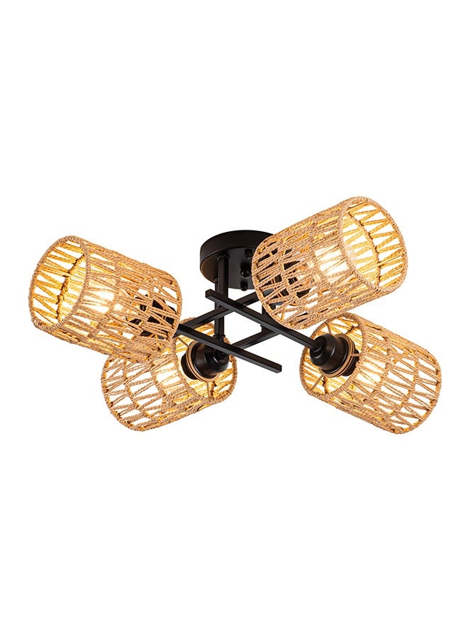 BUY4LESS -  Modern Lighting, Ceiling chandelier, Light, Bamboo chandelier,  Brown Color, 53x53 cm, Suitable for bedroom and living room, Woven rope - Image 1