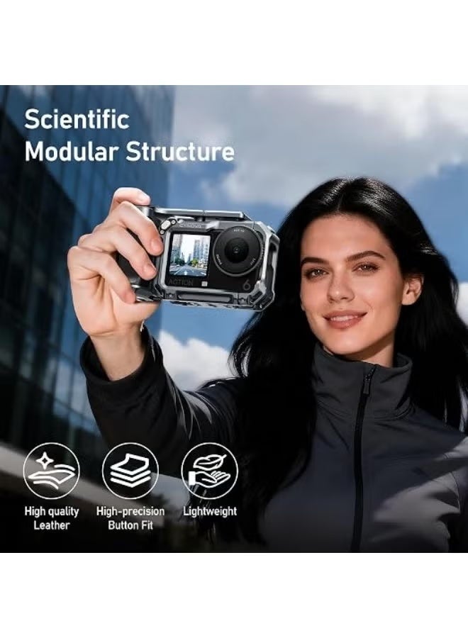 سينوفا مجموعة CYNOVA المصنوعة من الألومنيوم (Street Grip Kit) لملحقات كاميرا Action 6: تتضمن إطار حماية معدنياً مع مقبض للتصوير، ومقبضاً مغطى بالسيليكون، وحزاماً للمعصم. - Image 2