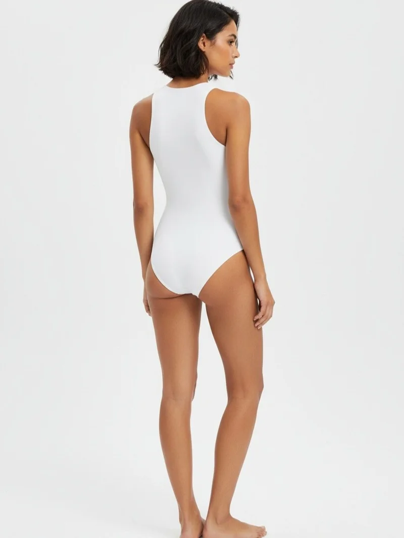 BIG DART BDART Fitted Sleeveless Crew Neck Bodysuit with Snap Closure