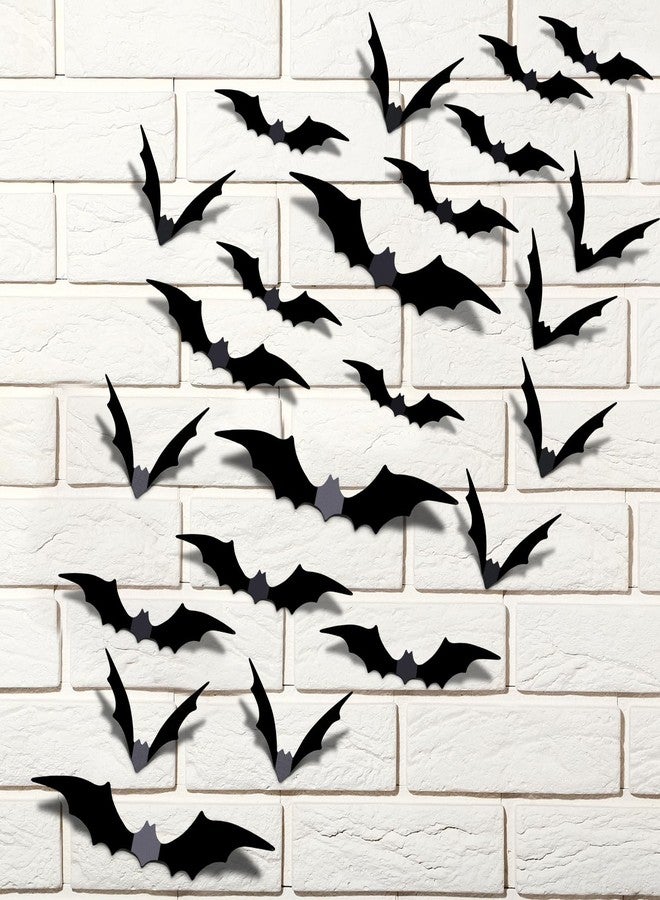 JCFIRE Bats Halloween Decorations Indoor, 120 Pcs Halloween Bats Wall Decor 4 Size PVC 3D Wall Scary Stickers DIY Party Decorations Outdoor Window Door Office Yard Home - Image 1