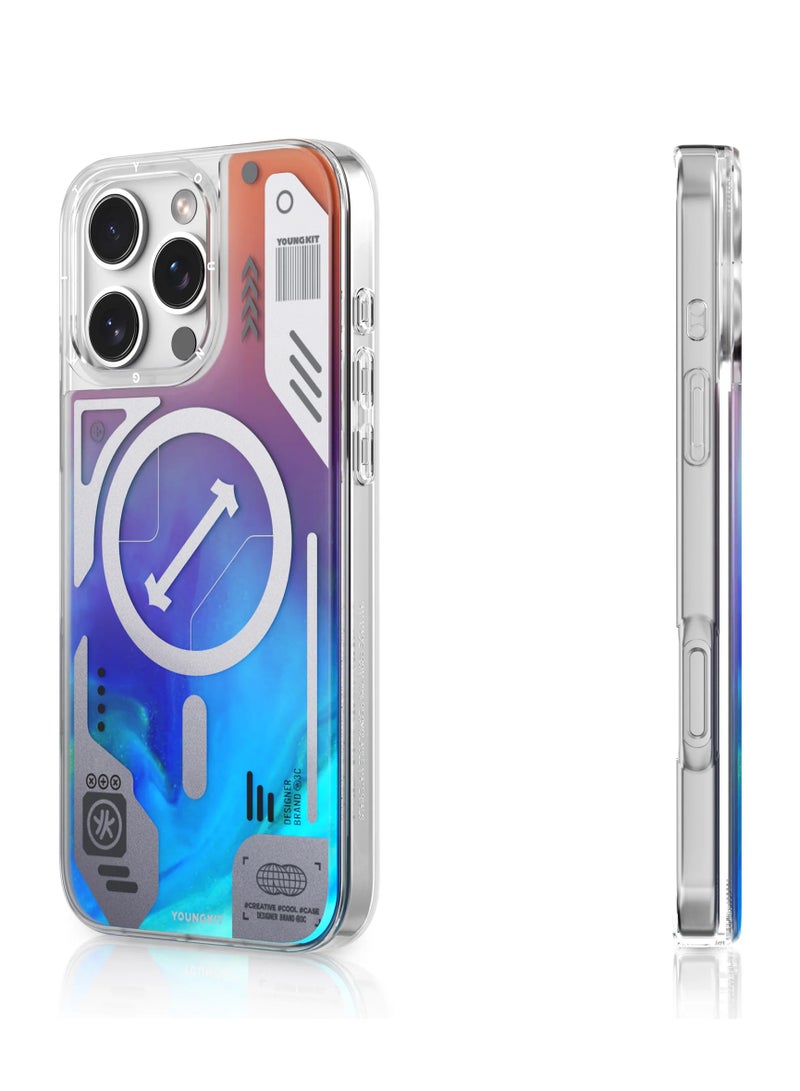 YOUNG KIT Cyberpunk Blue Luminous Quicksand Case For iPhone 16 Pro - Image 2