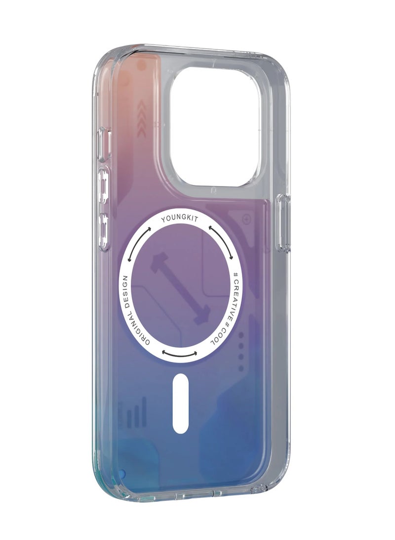 YOUNG KIT Cyberpunk Blue Luminous Quicksand Case For iPhone 16 Pro - Image 4