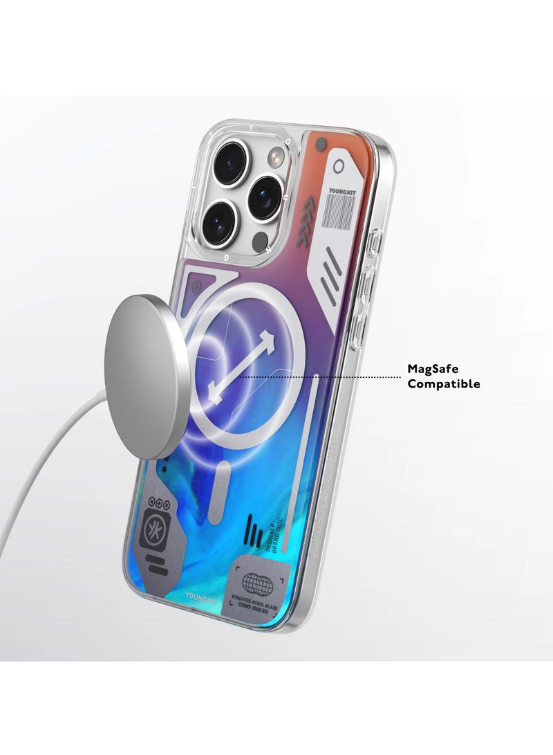 YOUNG KIT Cyberpunk Blue Luminous Quicksand Case For iPhone 16 Pro - Image 5