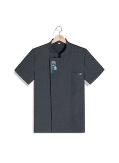 NIBEMINENT High-End Chef Overalls Short-Sleeved Men's Summer Catering Restaurant Baking Cake Clothing Hotel Breathable Kitchen Stretch  - Image 1