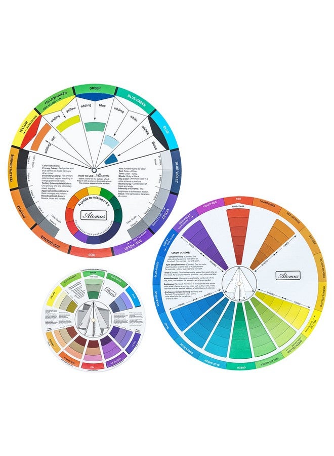 Mcbazel 3 Pieces Color Mixing Guides Wheel Paint Mixing Learning Guide Art Class Teaching Tool For Makeup Blending Board Chart Mix Colours (3 Sizes) - Image 1