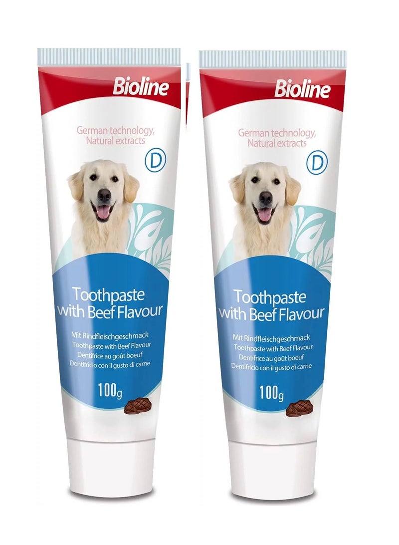 Bioline 2Pc Tooth Paste Beef Flavor For Dogs 100g - Image 1