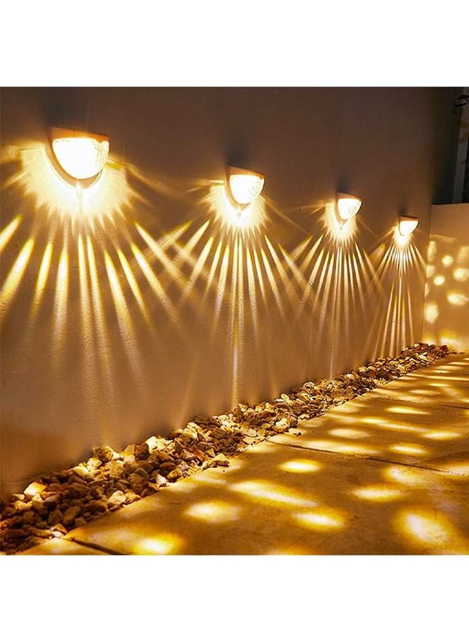 BLUE CORAL 4 Pack Warm Solar Step Light, Waterproof Solar LED Semicircle Wall Light, Outdoor Decoration Garden Deck Lighting for Yard,Garden,Fence Pathway and Patio  - Image 1