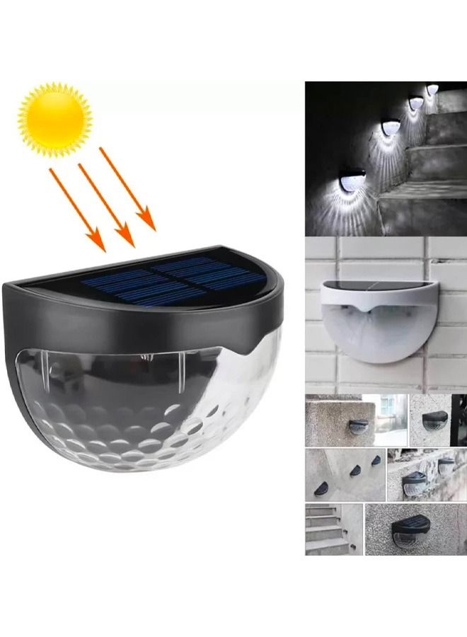 4 عبوات من مصابيح الطاقة الشمسية الدافئة، مصابيح حائط LED نصف دائرية مقاومة للماء تعمل بالطاقة الشمسية، ديكور خارجي لسطح الحديقة وإضاءة للفناء والحديقة ومسار السياج والفناء