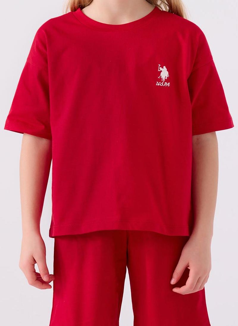 U.S. Polo Assn. U.S. Polo Assn. Girls Red Bermuda Set - Image 4