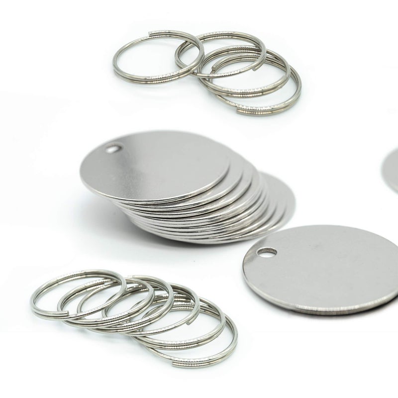 StayMax 118 inch Round Stamping Blanks with Hole Stainless Steel Blank Tags 25 Pack