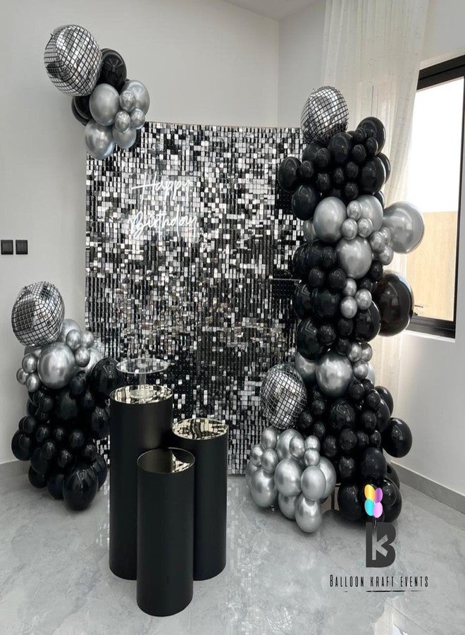 YMSZ Black and Silver Balloons, 50pcs 12 inch Black and Silver Confetti Balloons for New Years Theme Party Supplies Wedding Birthday Graduation Party Decorations - Image 3