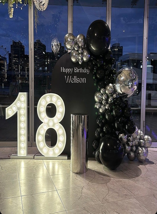 YMSZ Black and Silver Balloons, 50pcs 12 inch Black and Silver Confetti Balloons for New Years Theme Party Supplies Wedding Birthday Graduation Party Decorations - Image 5