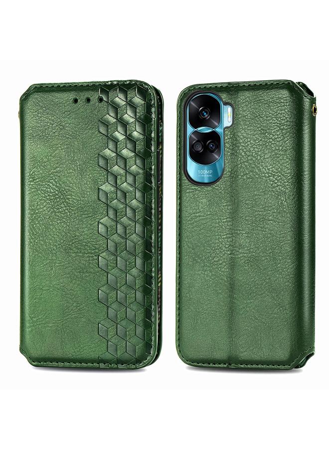 S-TOP Case For Honor X50i Cubic Grid Pressed Magnetic Leather Phone Case - Image 1